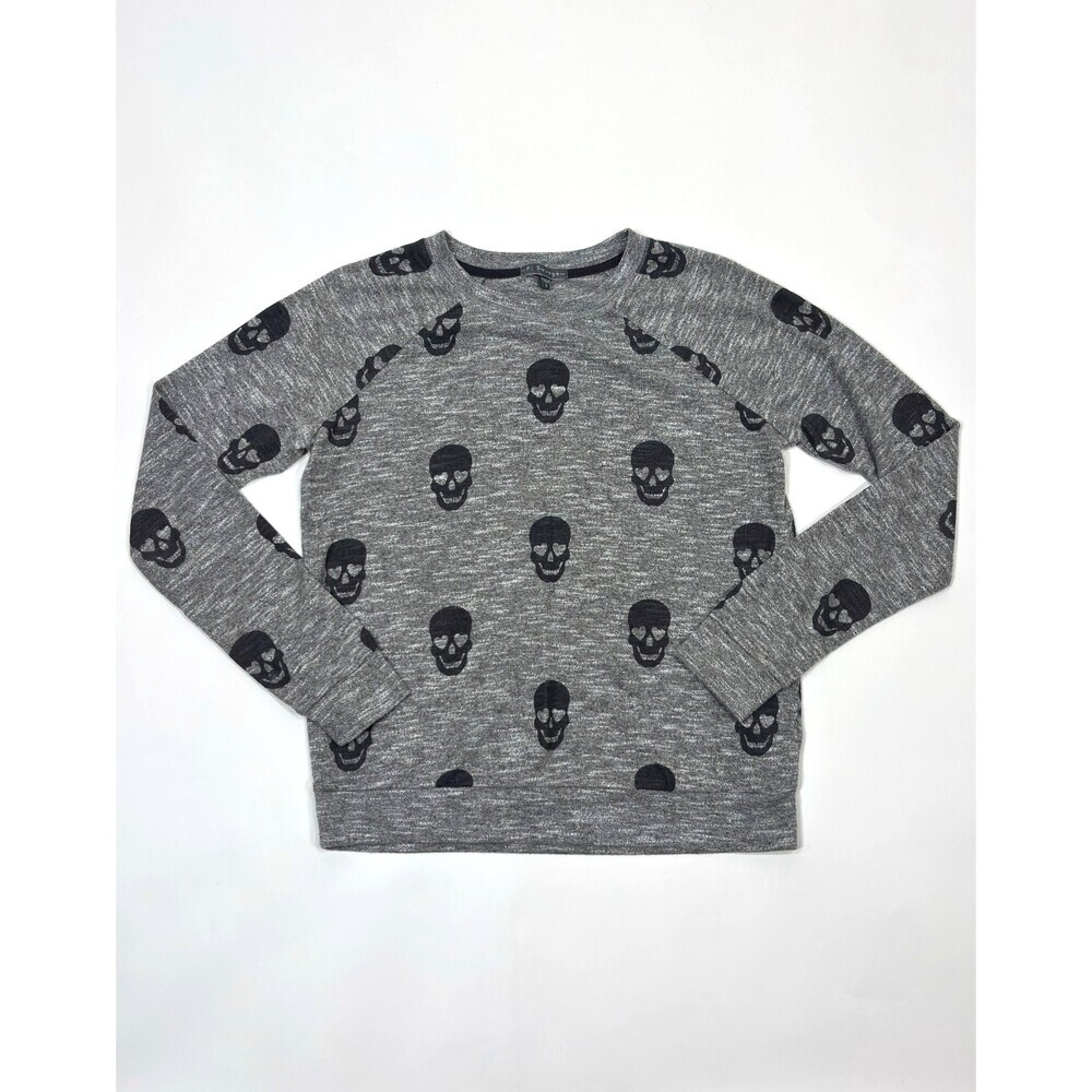 PJ Salvage Skull Crewneck Long Sleeve Gray Black - Small - Picture 1 of 5